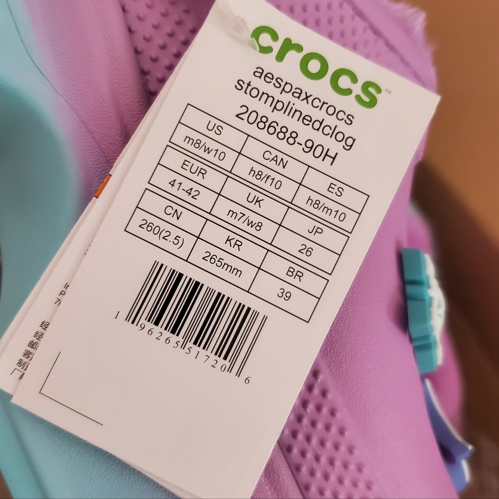 Crocs x Aespa New Lined Stomp Clogs Lilac Blue Men's 8 / Women's 10 NWT - Picture 14 of 15